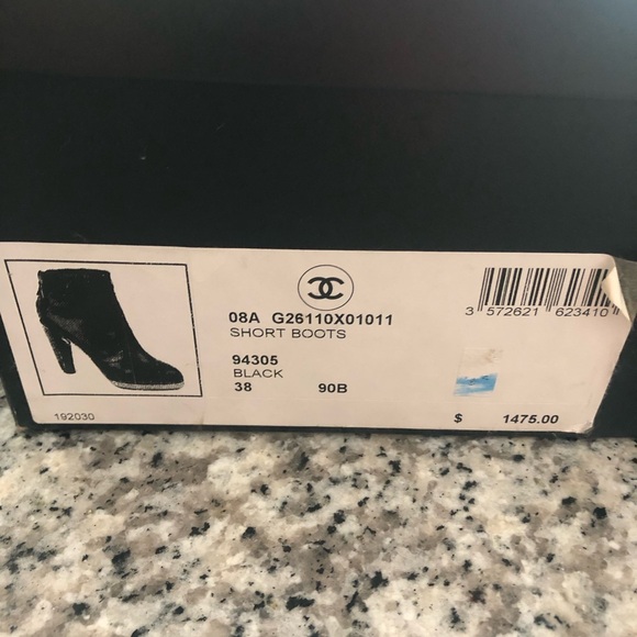 Chanel Black Lamb Skin and Silver Metal Chain Mail Ankle Boots size 38 - Picture 4 of 13